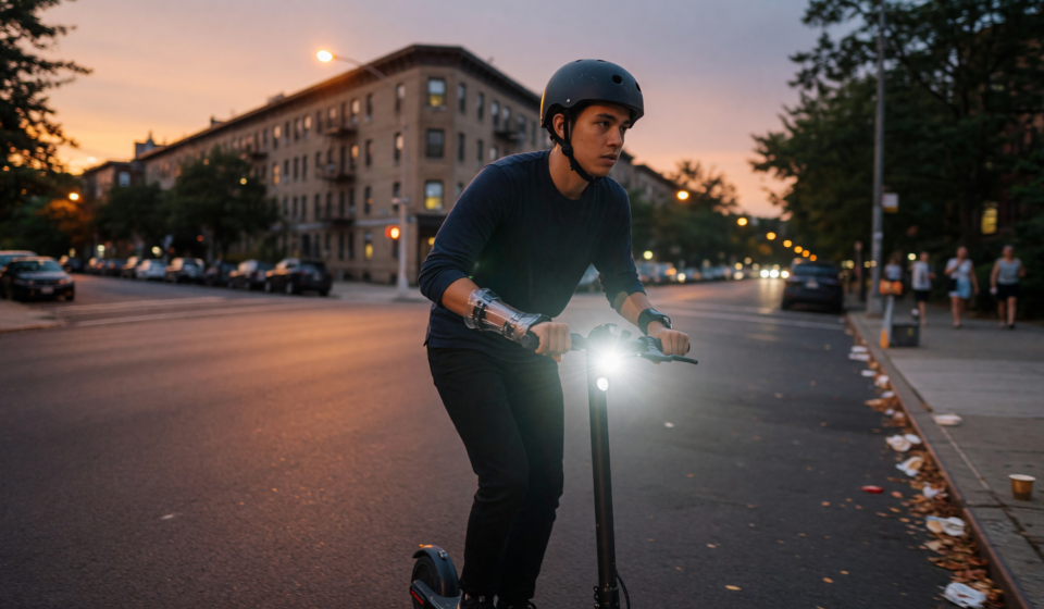 E-Scooter Commuter Protection: Helmets, Wrist Guards and Night Lights